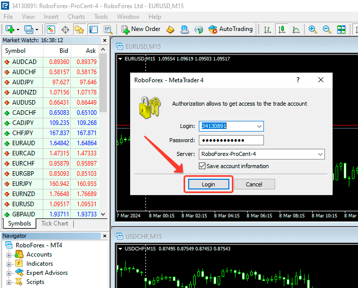 Installation and configuration of a trading terminal - connection to a trading account